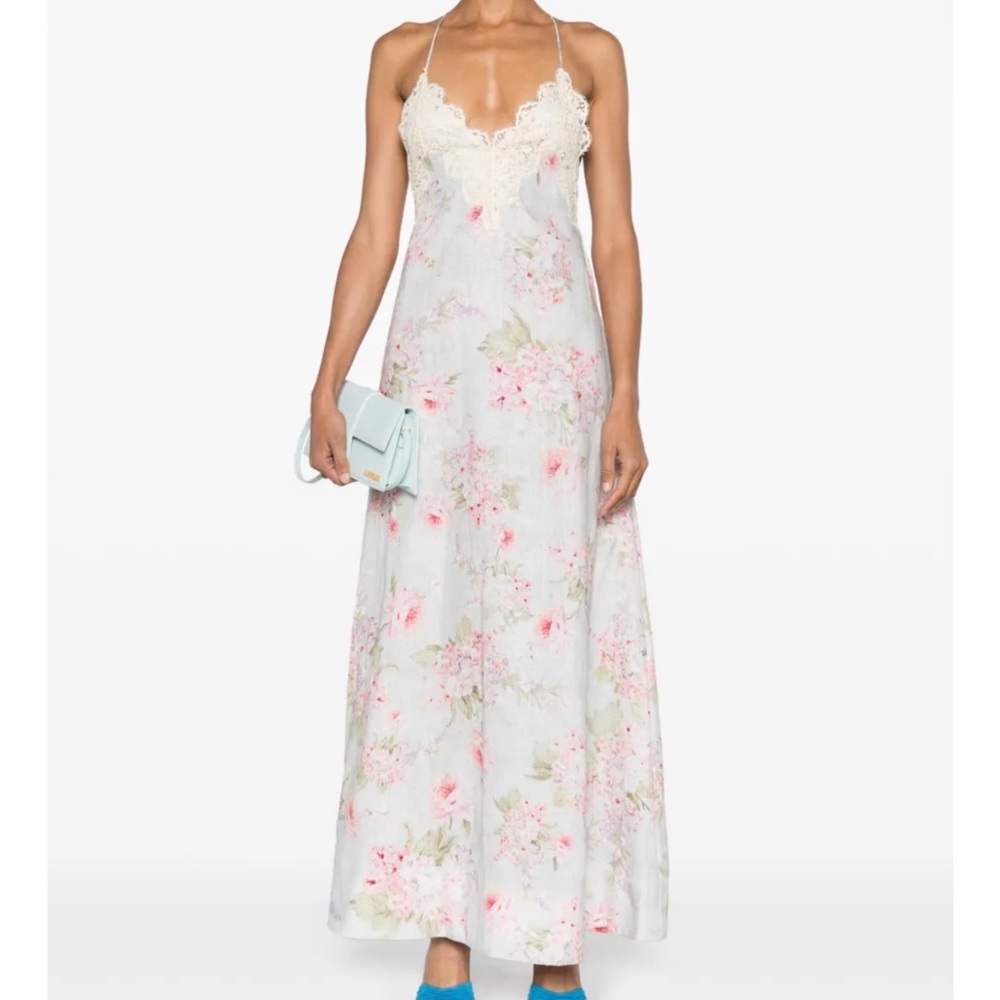 Zimmermann Floral Maxi Dress in White and Pink